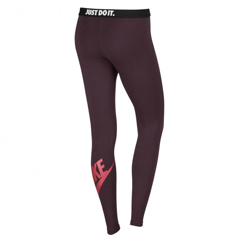 Nike Leg-A-See Logo Leggings, Maroon and Neon Pink